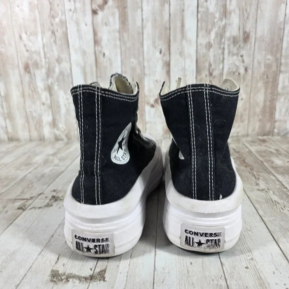 Converse Chuck Taylor All Star Move High Top Platform Sneakers Black 568497C 8W - Picture 3 of 8